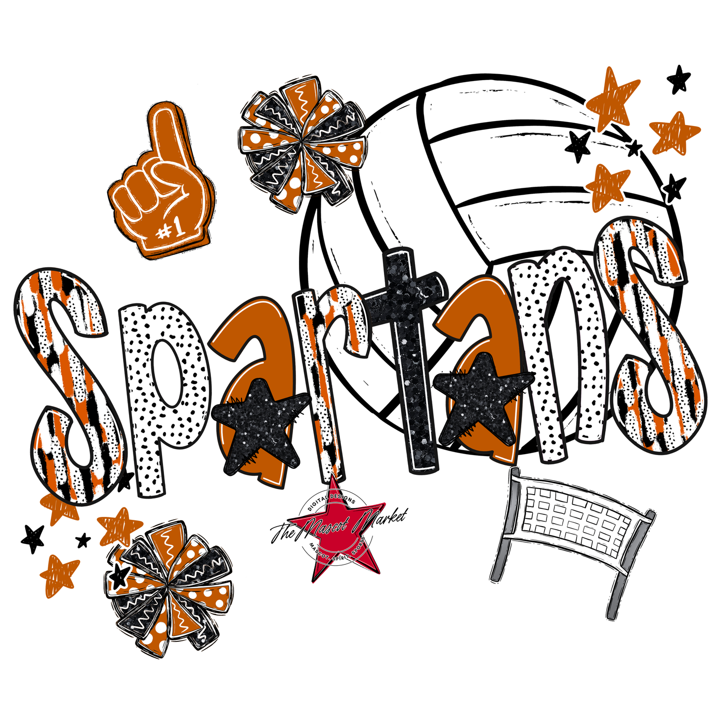 Spartans Volleyball Scrape-Burnt Orange
