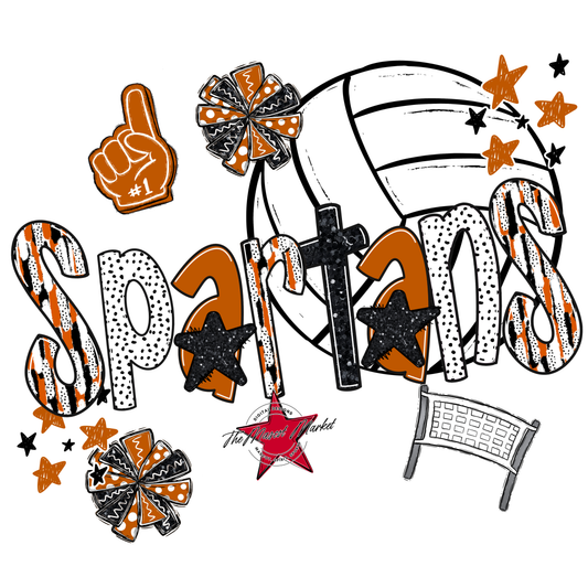 Spartans Volleyball Scrape-Burnt Orange