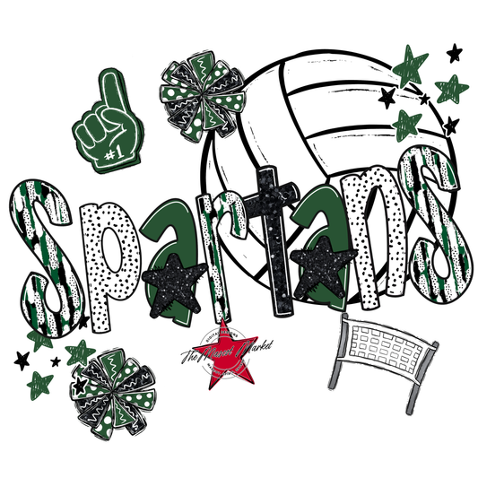 Spartans Volleyball Scrape-Green