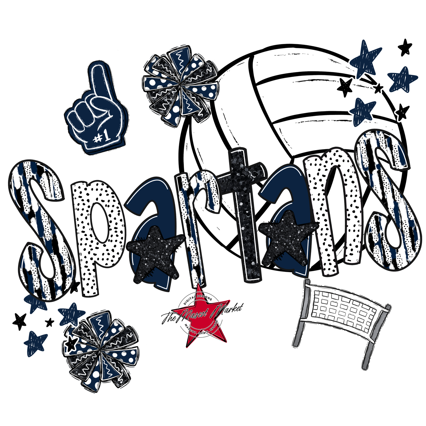 Spartans Volleyball Scrape-Navy