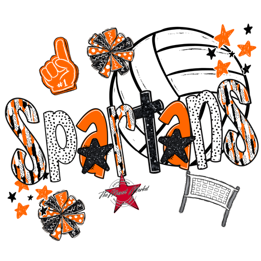 Spartans Volleyball Scrape-Orange