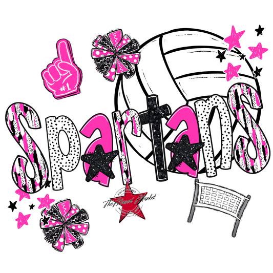 Spartans Volleyball Scrape-Pink