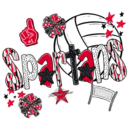 Spartans Volleyball Scrape-Red