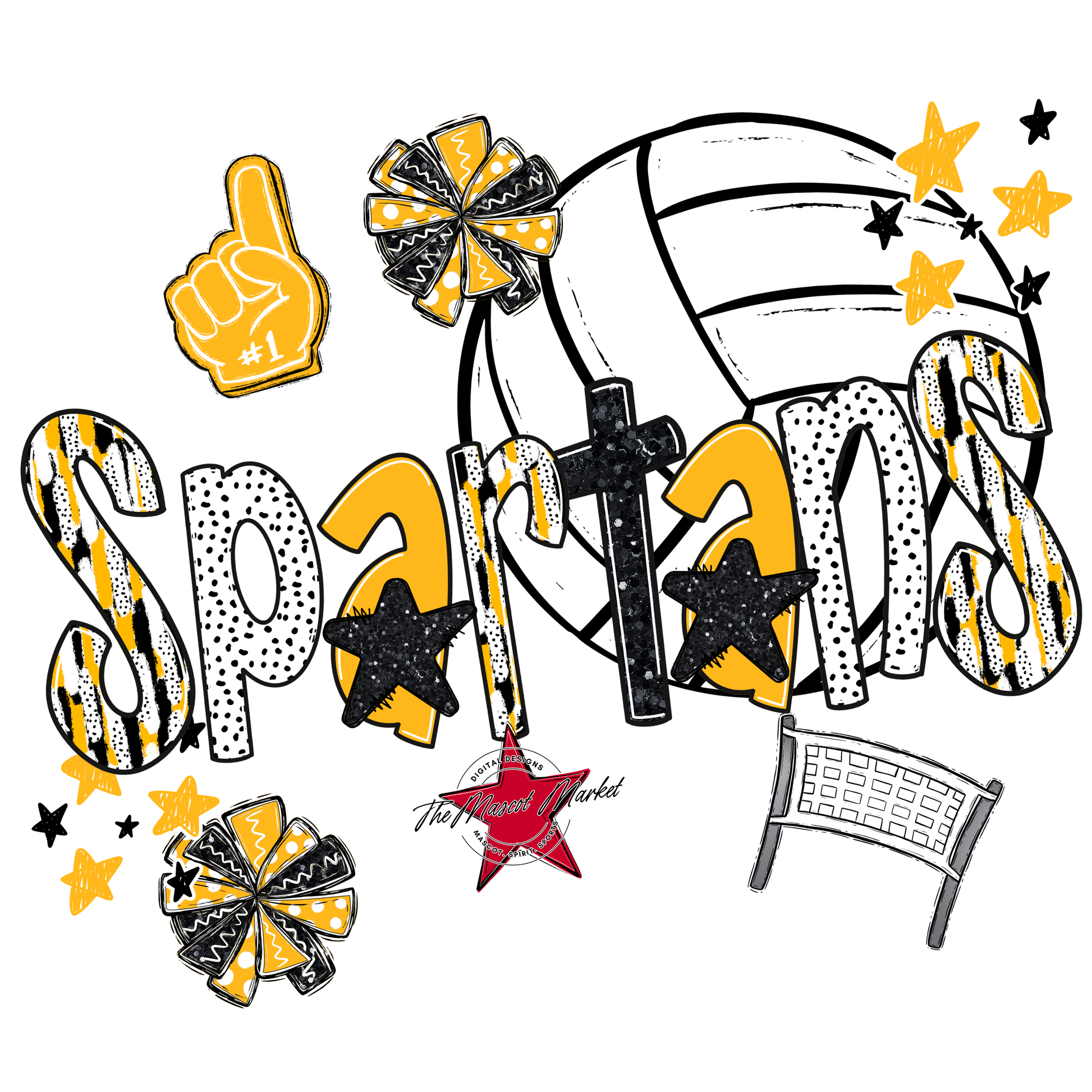 Spartans Volleyball Scrape-Yellow