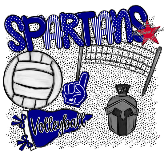 Spartans Volleyball Spirit-Blue