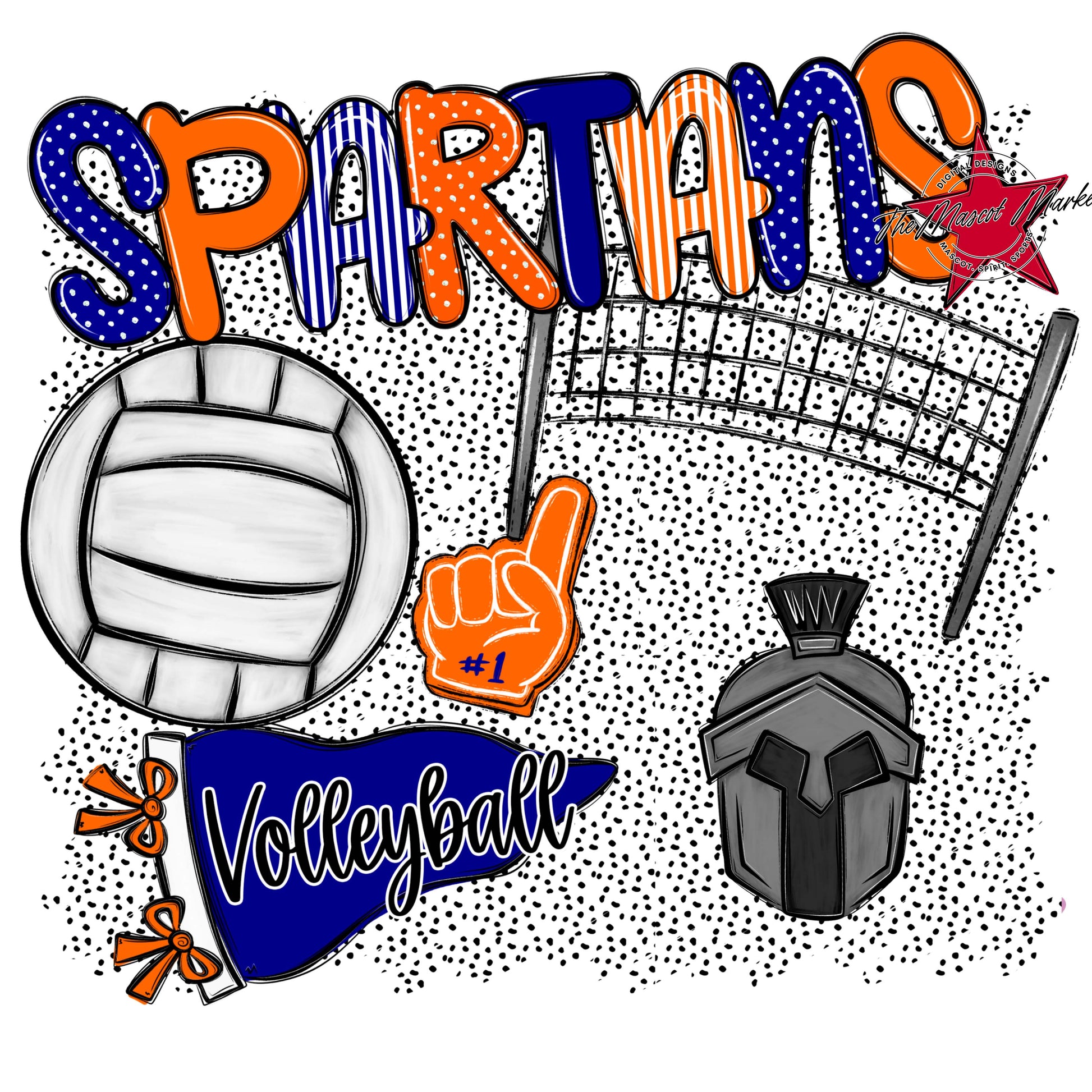 Spartans Volleyball Spirit-Blue & Orange