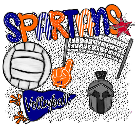Spartans Volleyball Spirit-Blue & Orange