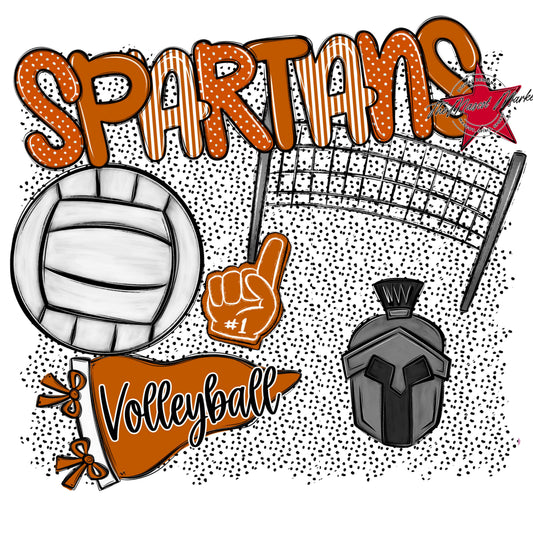 Spartans Volleyball Spirit-Burnt Orange