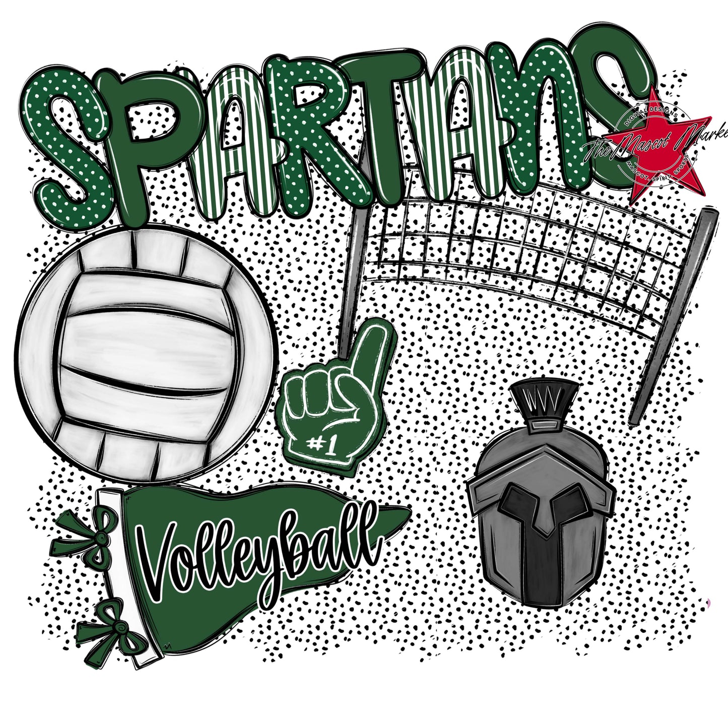 Spartans Volleyball Spirit-Green