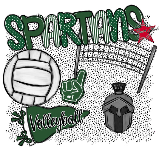 Spartans Volleyball Spirit-Green