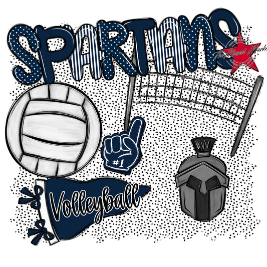 Spartans Volleyball Spirit-Navy