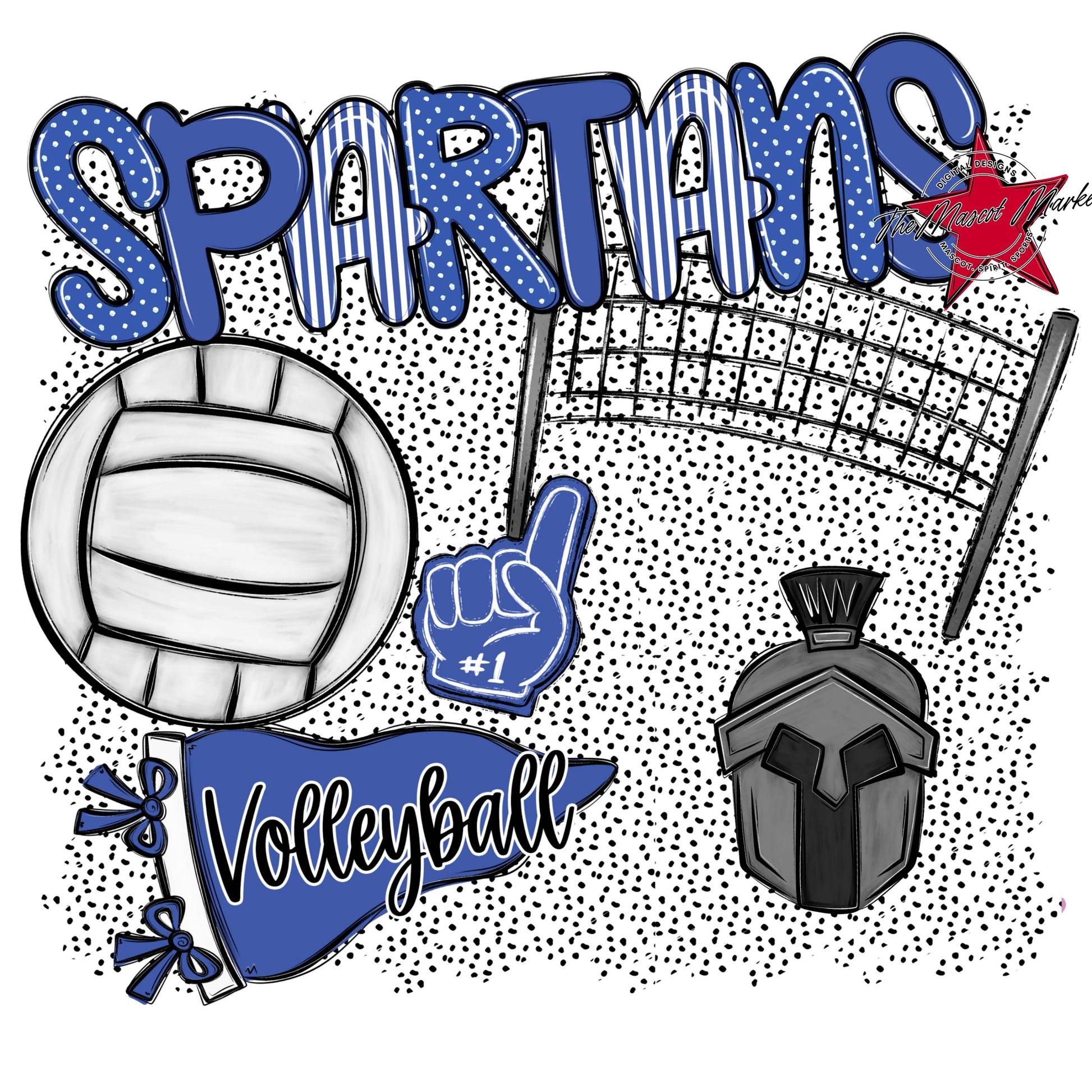 Spartans Volleyball Spirit-Off Blue