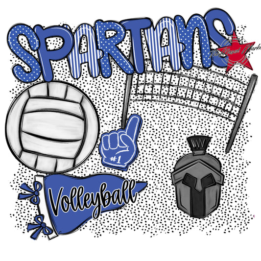 Spartans Volleyball Spirit-Off Blue
