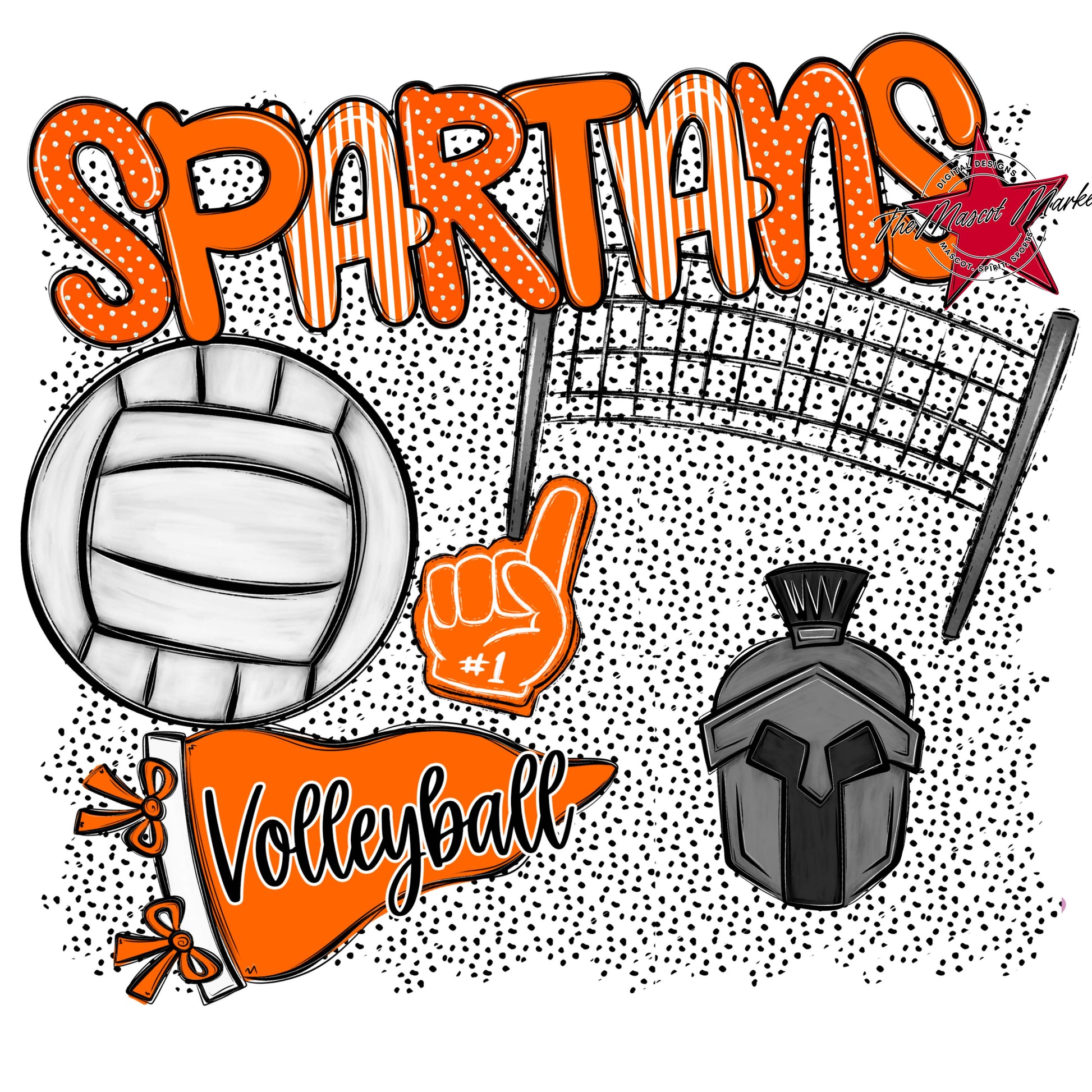 Spartans Volleyball Spirit-Orange