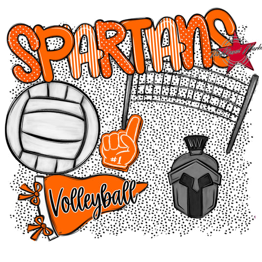 Spartans Volleyball Spirit-Orange
