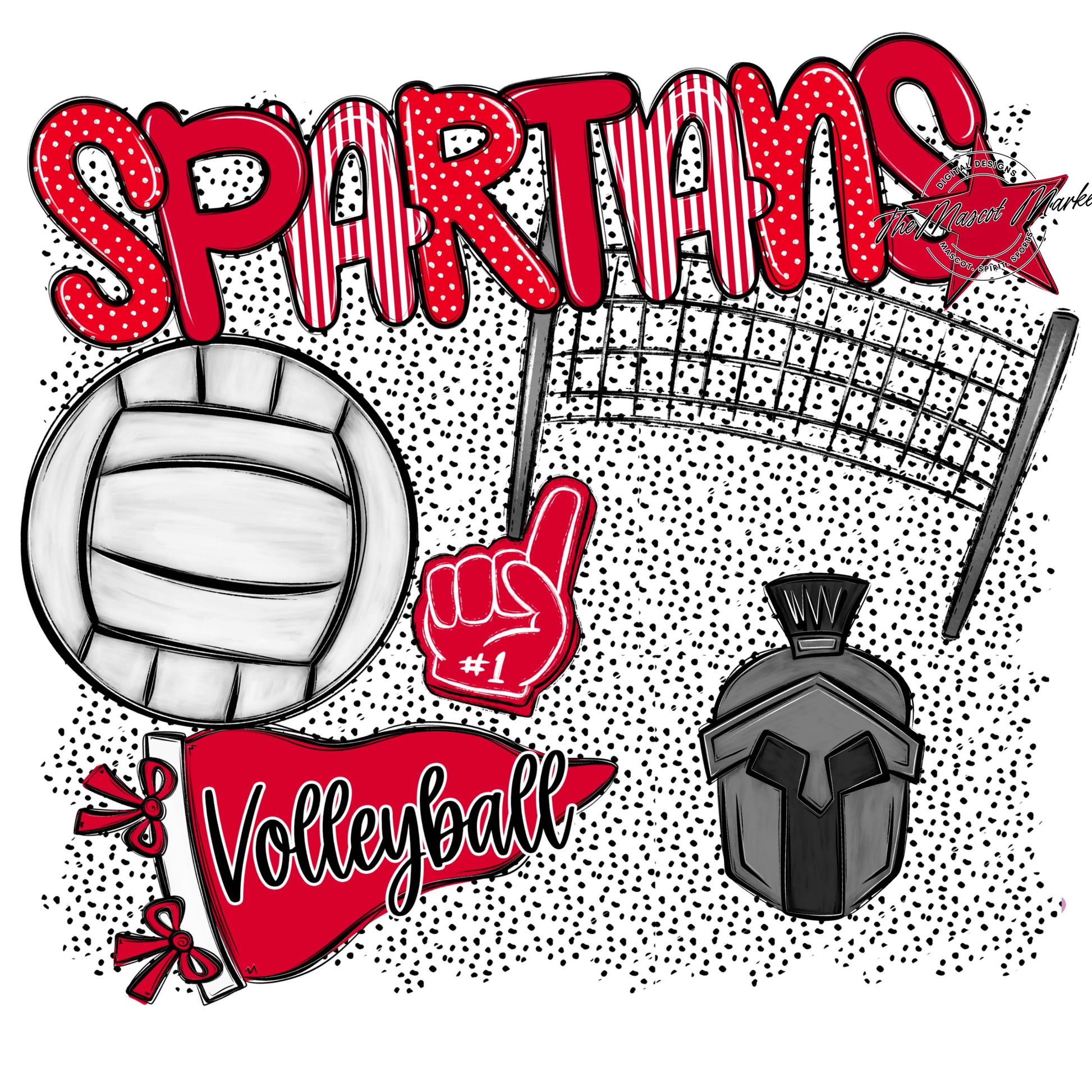 Spartans Volleyball Spirit-Red