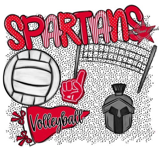 Spartans Volleyball Spirit-Red