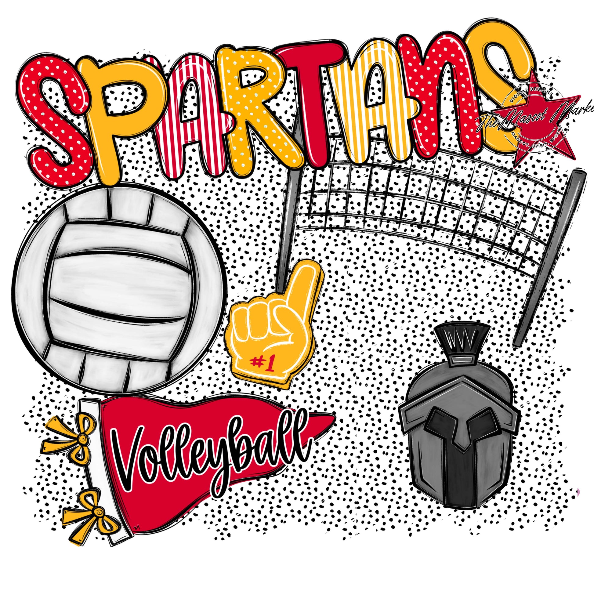 Spartans Volleyball Spirit-Red & Yellow