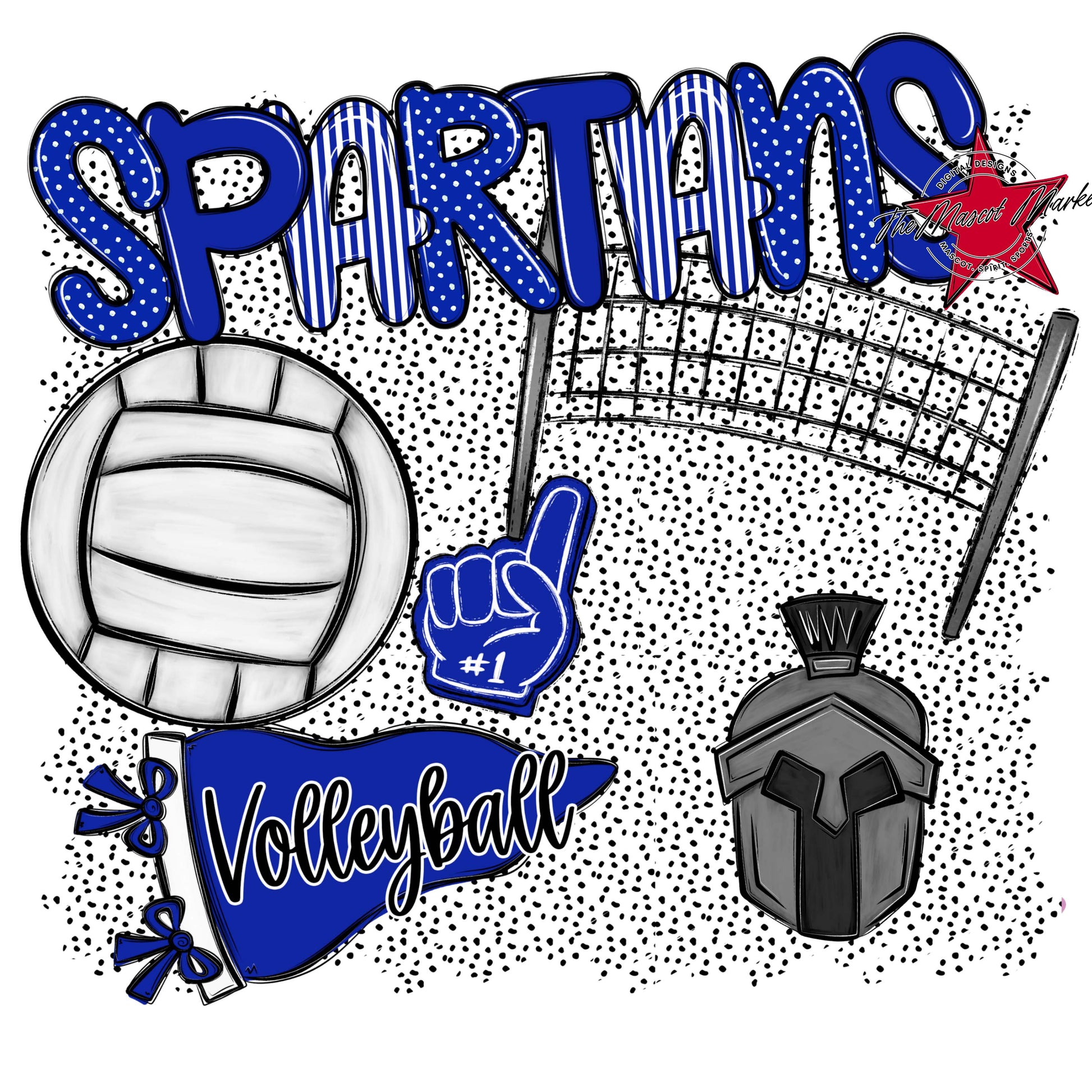 Spartans Volleyball Spirit-Royal Blue