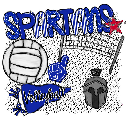 Spartans Volleyball Spirit-Royal Blue