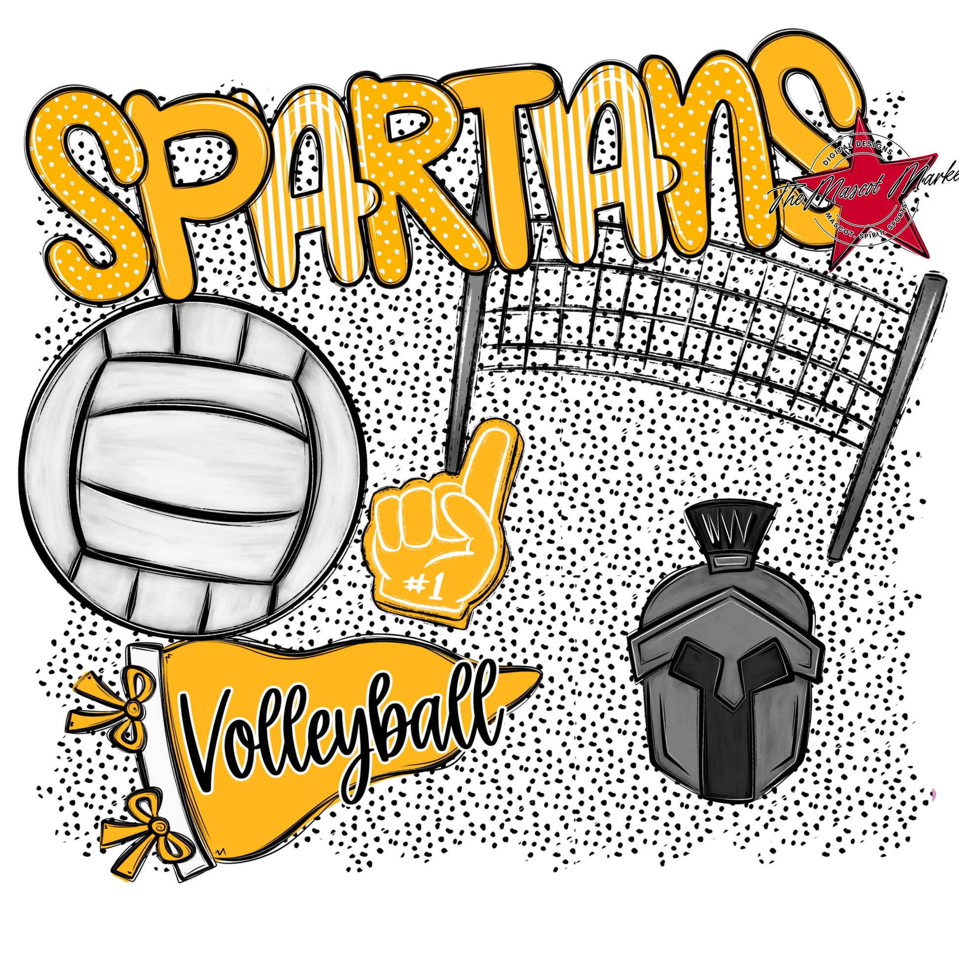 Spartans Volleyball Spirit-Yellow