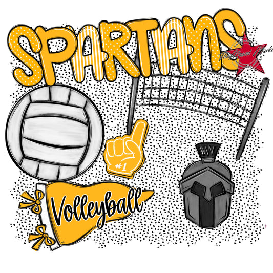 Spartans Volleyball Spirit-Yellow