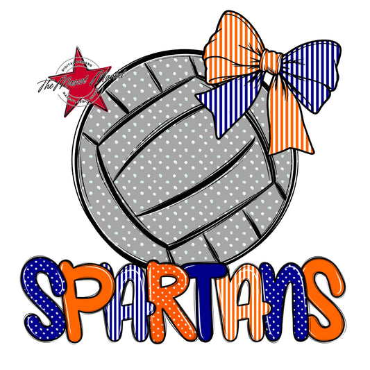 Spartans Volleyball Spirit Design-Blue & Orange