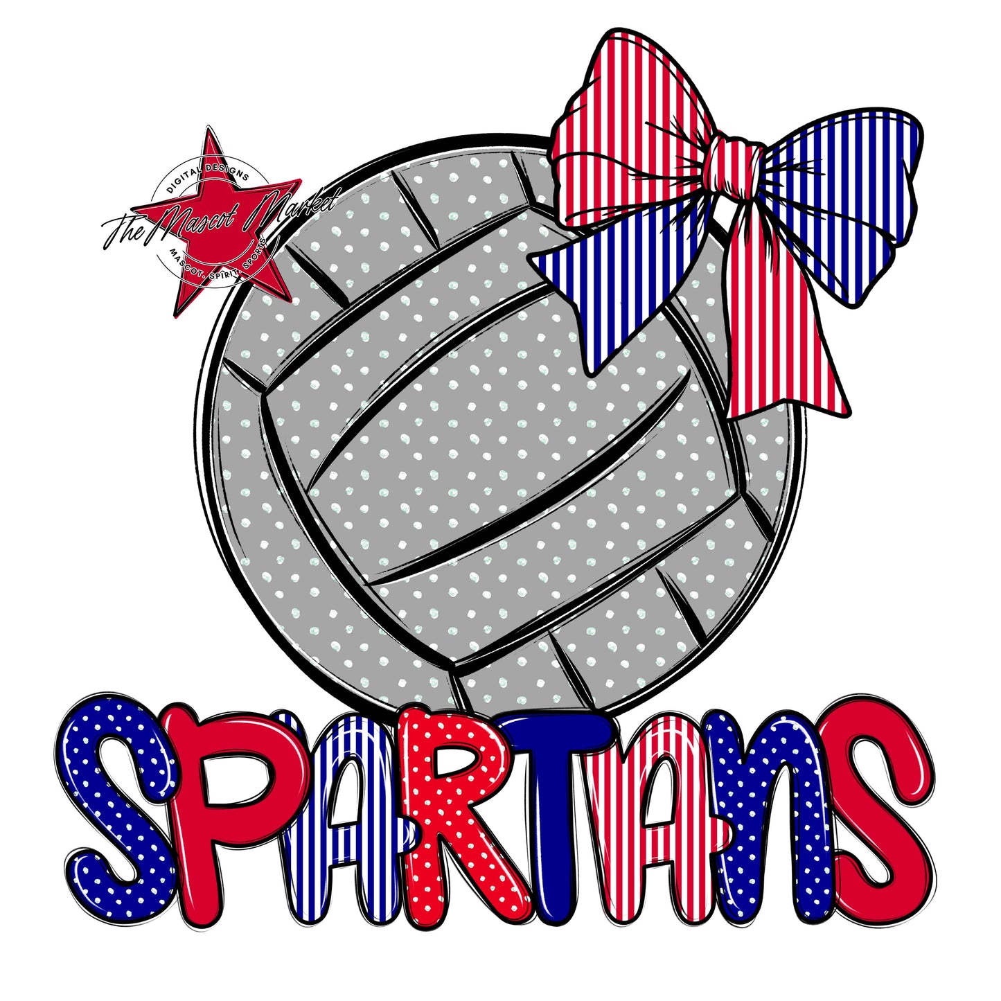 Spartans Volleyball Spirit Design-Blue & Red