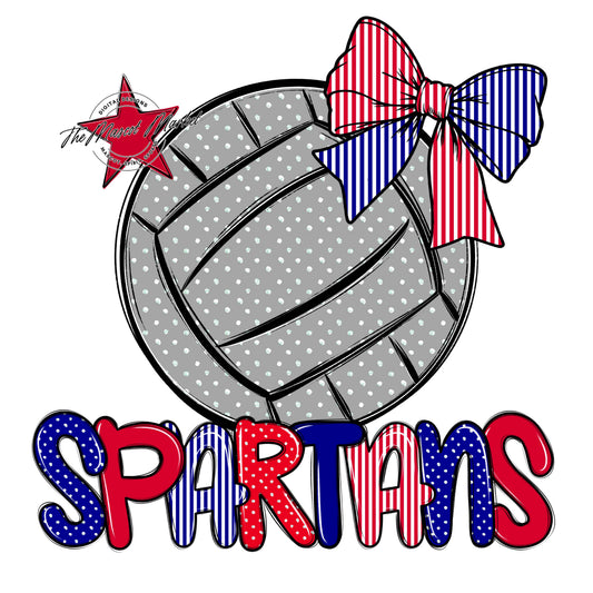 Spartans Volleyball Spirit Design-Blue & Red