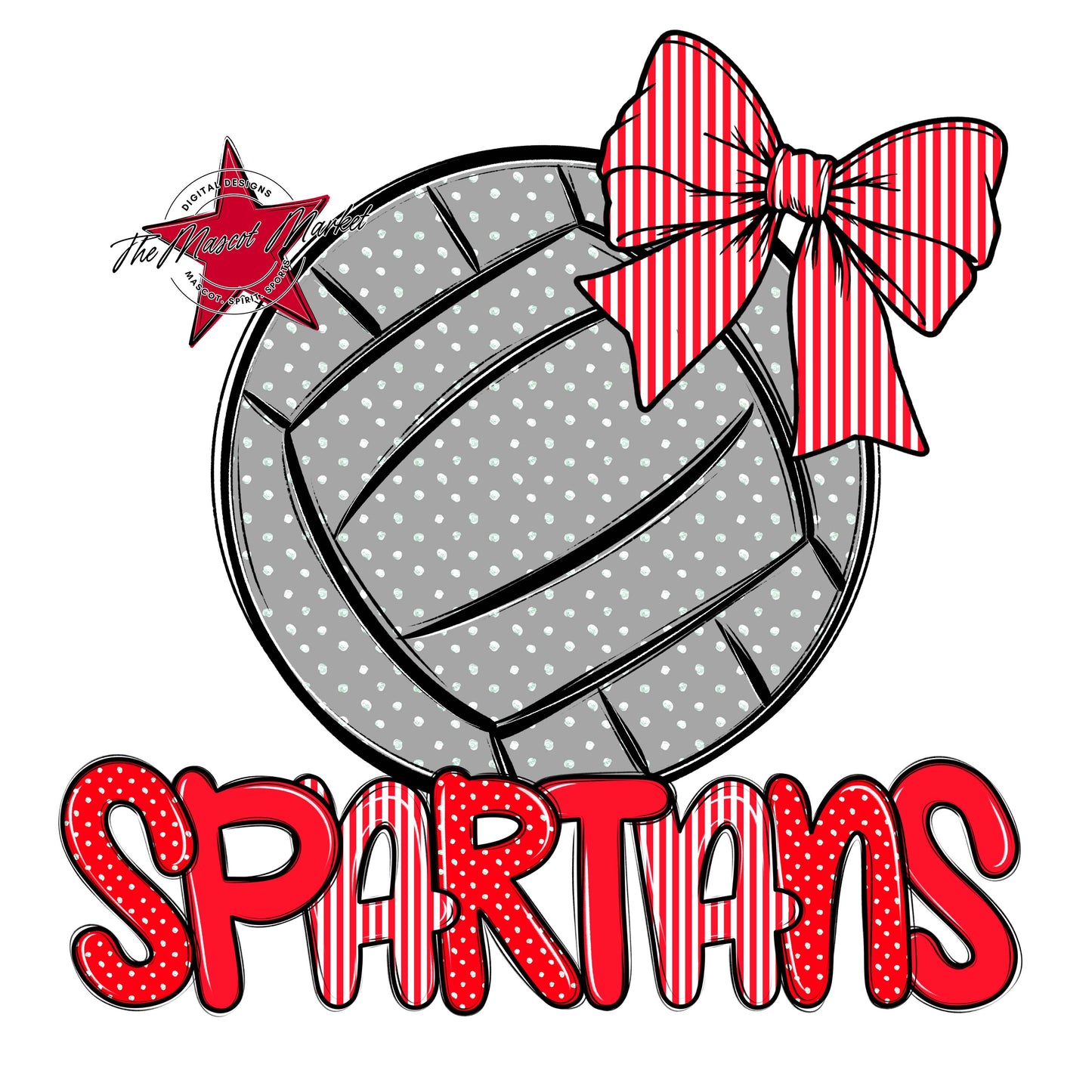 Spartans Volleyball Spirit Design-Bright Red