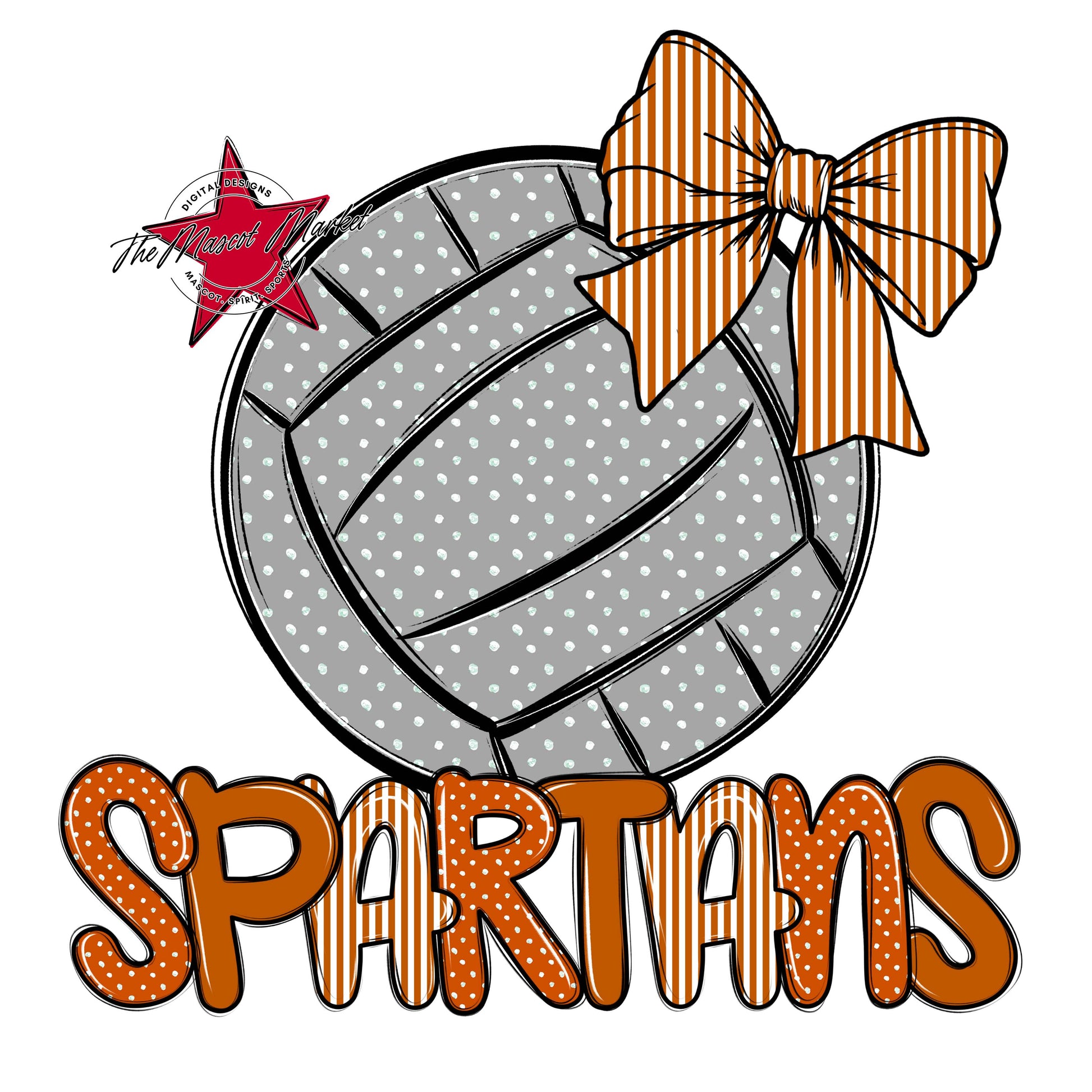 Spartans Volleyball Spirit Design-Burnt Orange