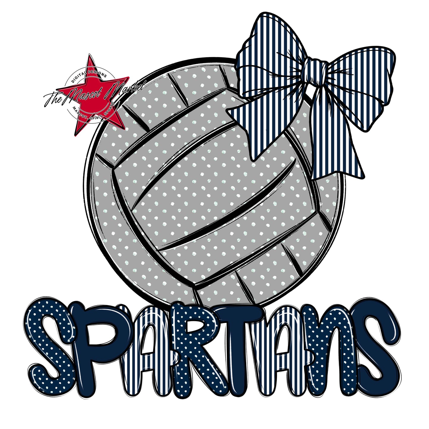 Spartans Volleyball Spirit Design-Navy