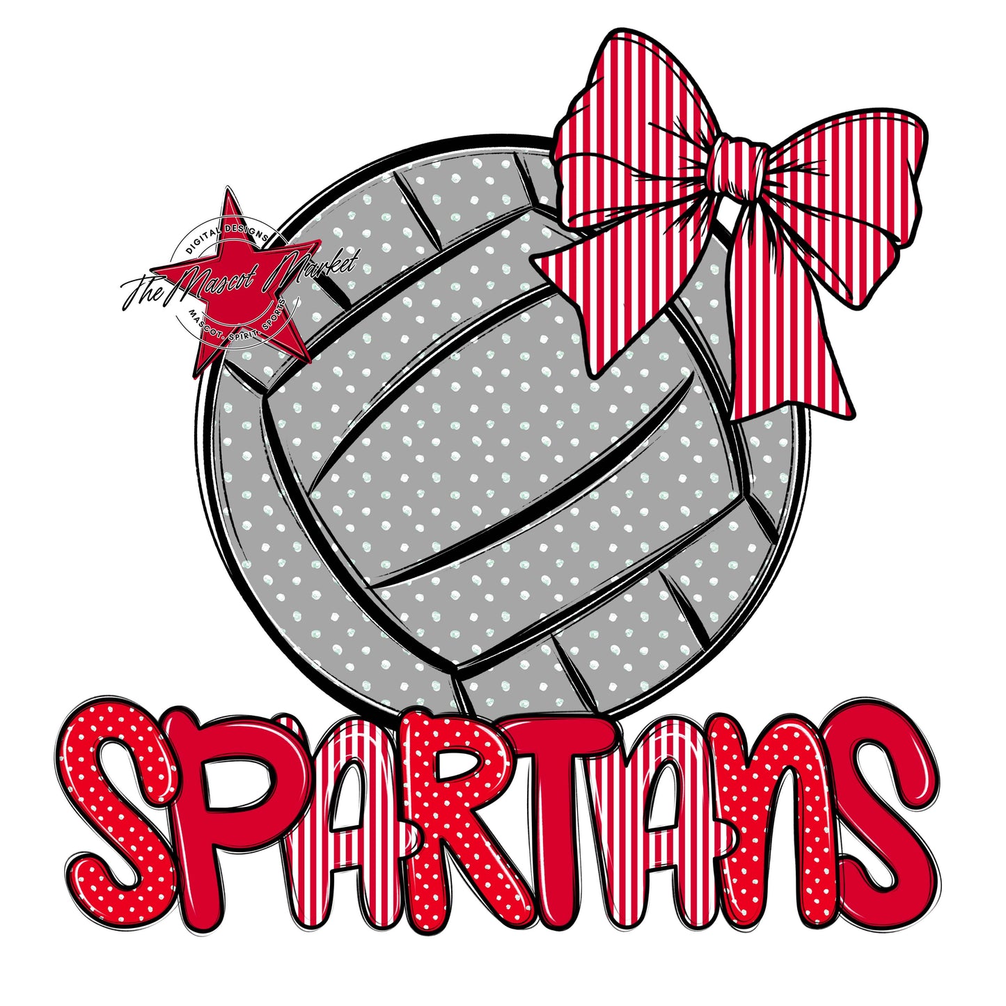 Spartans Volleyball Spirit Design-Red