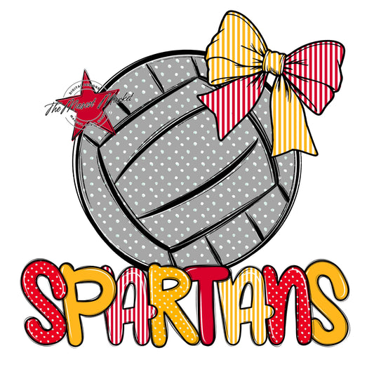 Spartans Volleyball Spirit Design-Red & Yellow