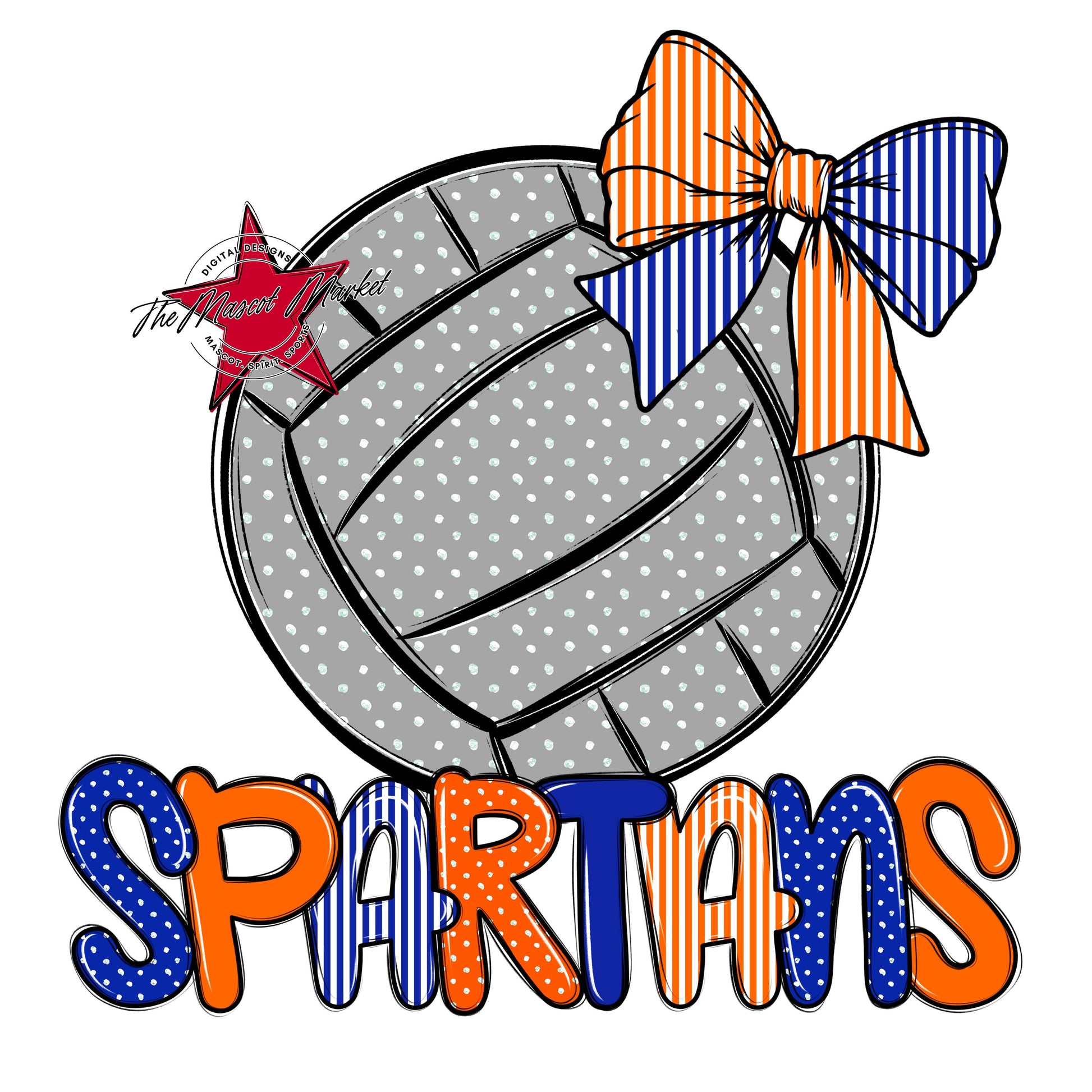 Spartans Volleyball Spirit Design-Royal Blue & Orange