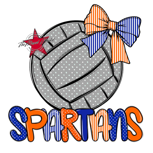 Spartans Volleyball Spirit Design-Royal Blue & Orange