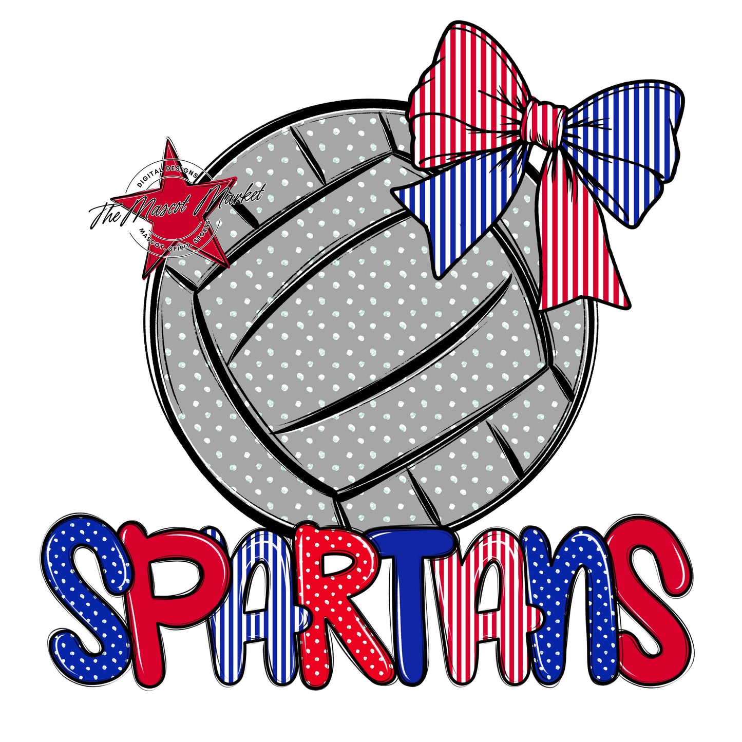 Spartans Volleyball Spirit Design-Royal Blue & Red