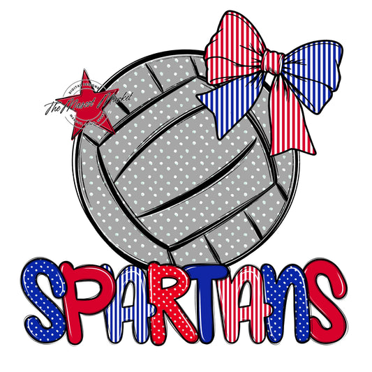 Spartans Volleyball Spirit Design-Royal Blue & Red