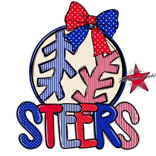 Steers Baseball-Softball Spirit Design-Royal Blue & Red
