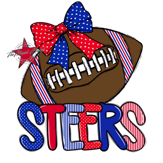 Steers Football Spirit Design-Royal Blue & Red