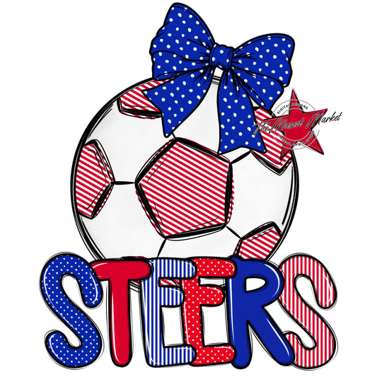 Steers Soccer Spirit Design-Royal Blue & Red
