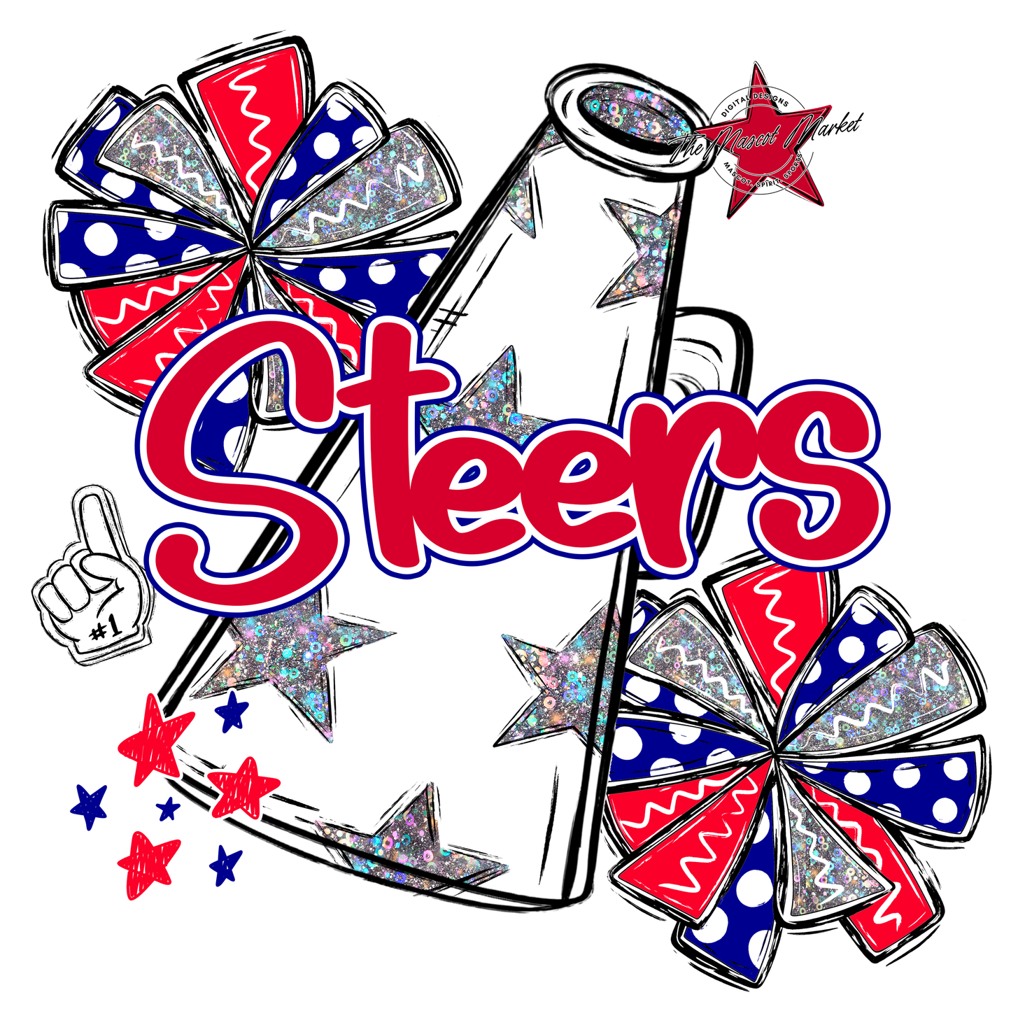 Steers Alpha Megaphone Design-Blue-Red