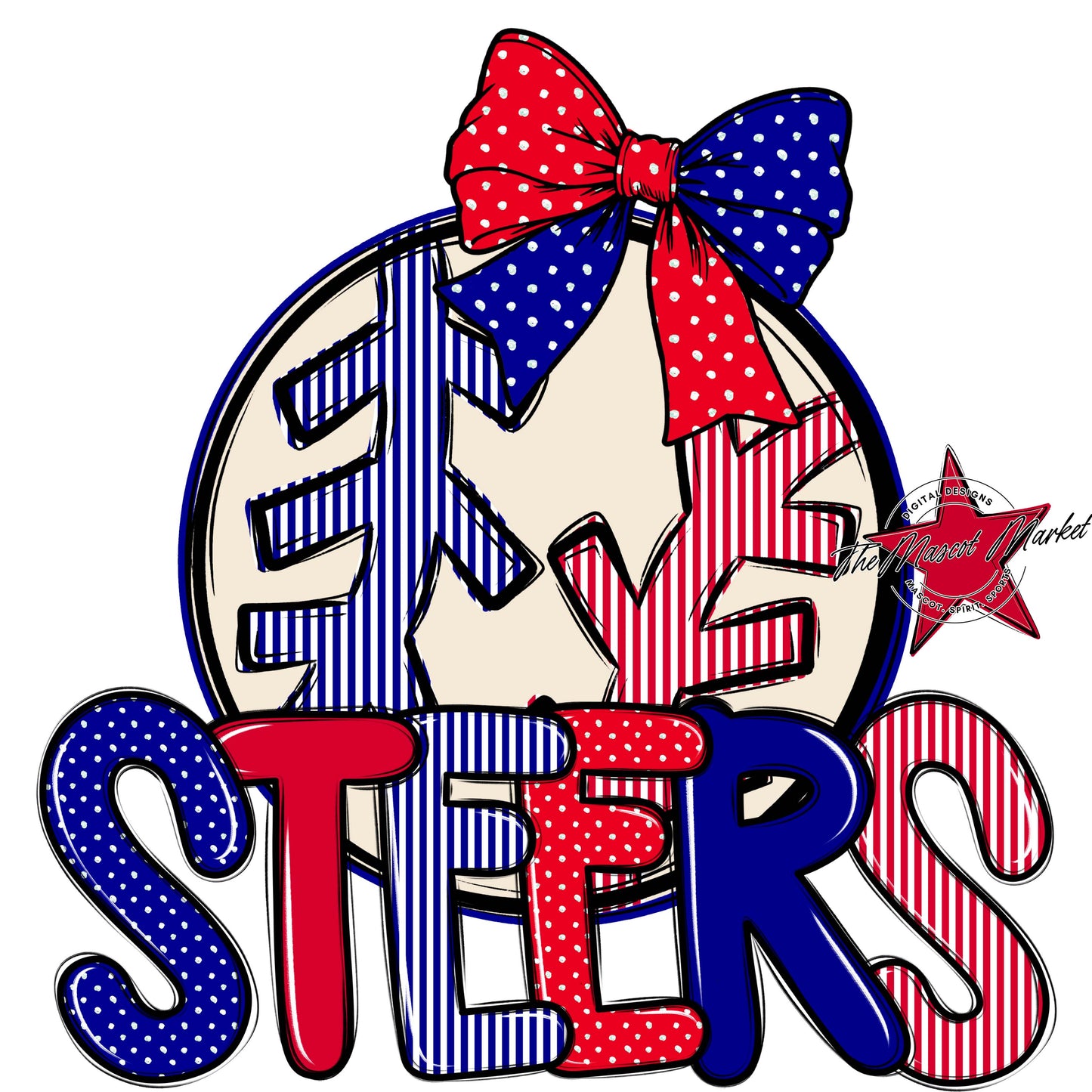Steers Baseball-Softball Spirit Design-Blue & Red