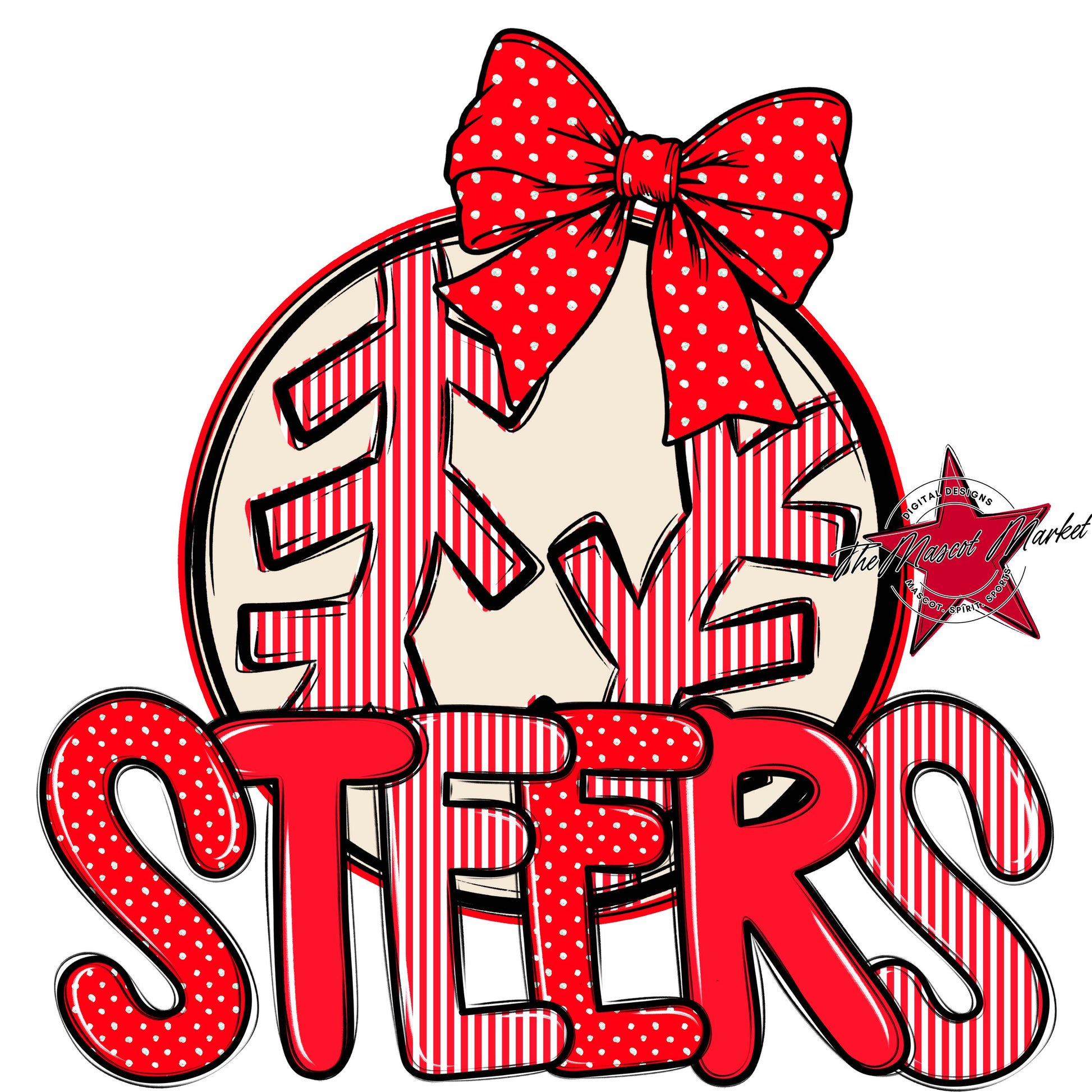 Steers Baseball-Softball Spirit Design-Bright Red