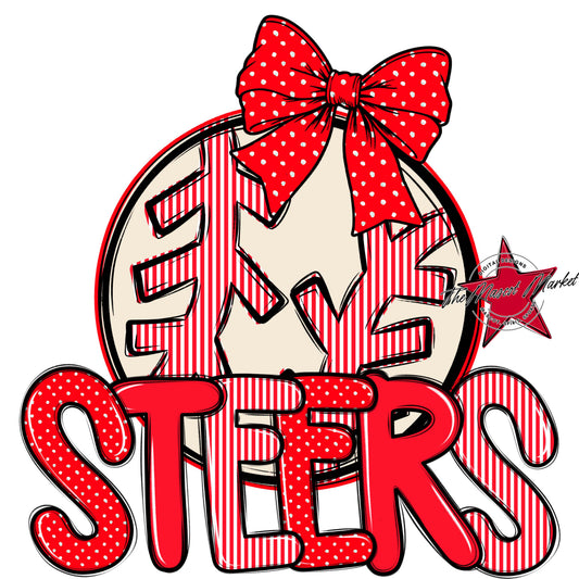 Steers Baseball-Softball Spirit Design-Bright Red