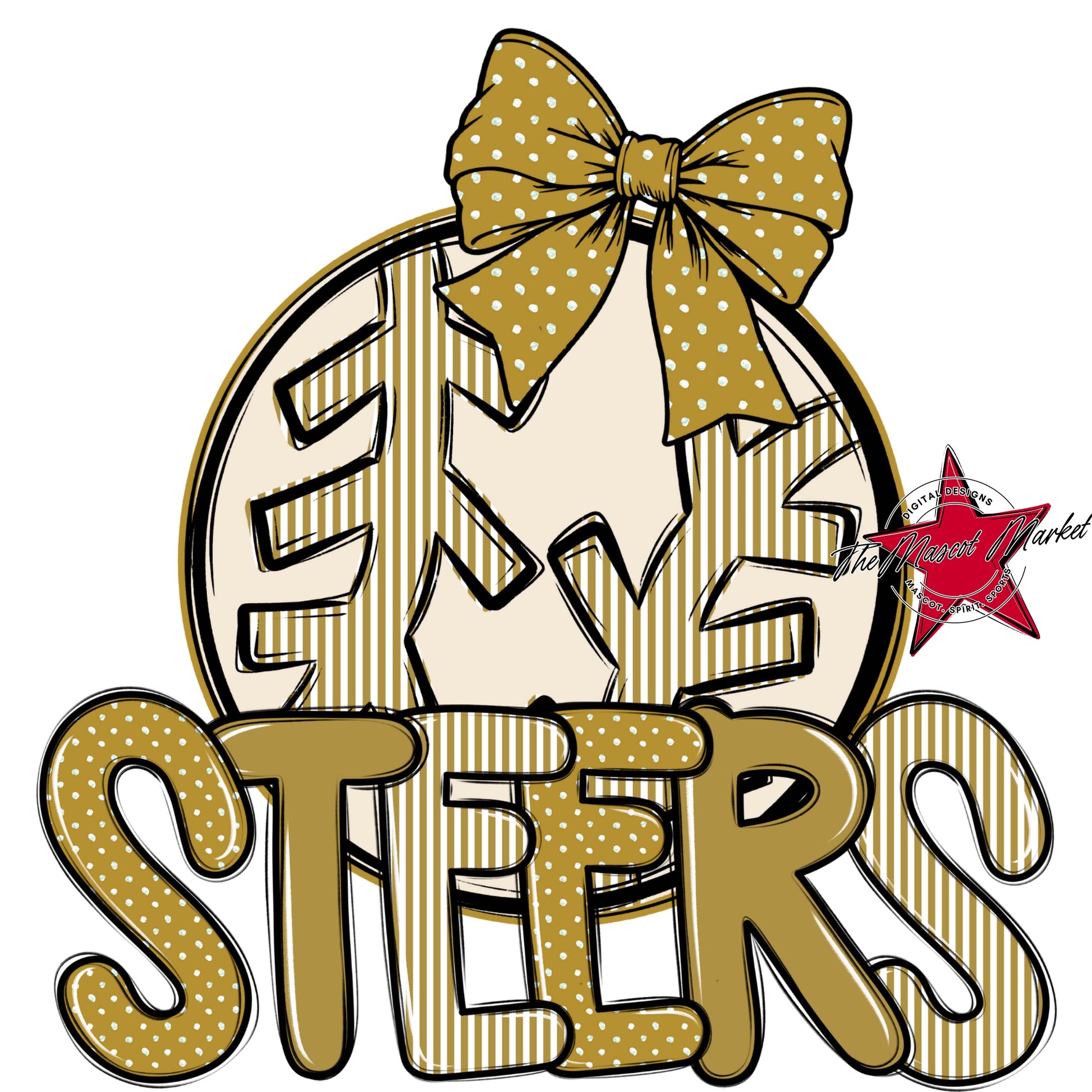 Steers Baseball-Softball Spirit Design-Gold