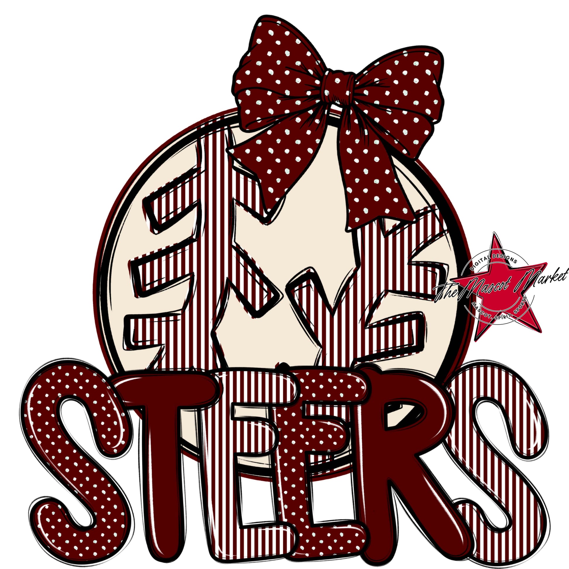 Steers Baseball-Softball Spirit Design-Maroon