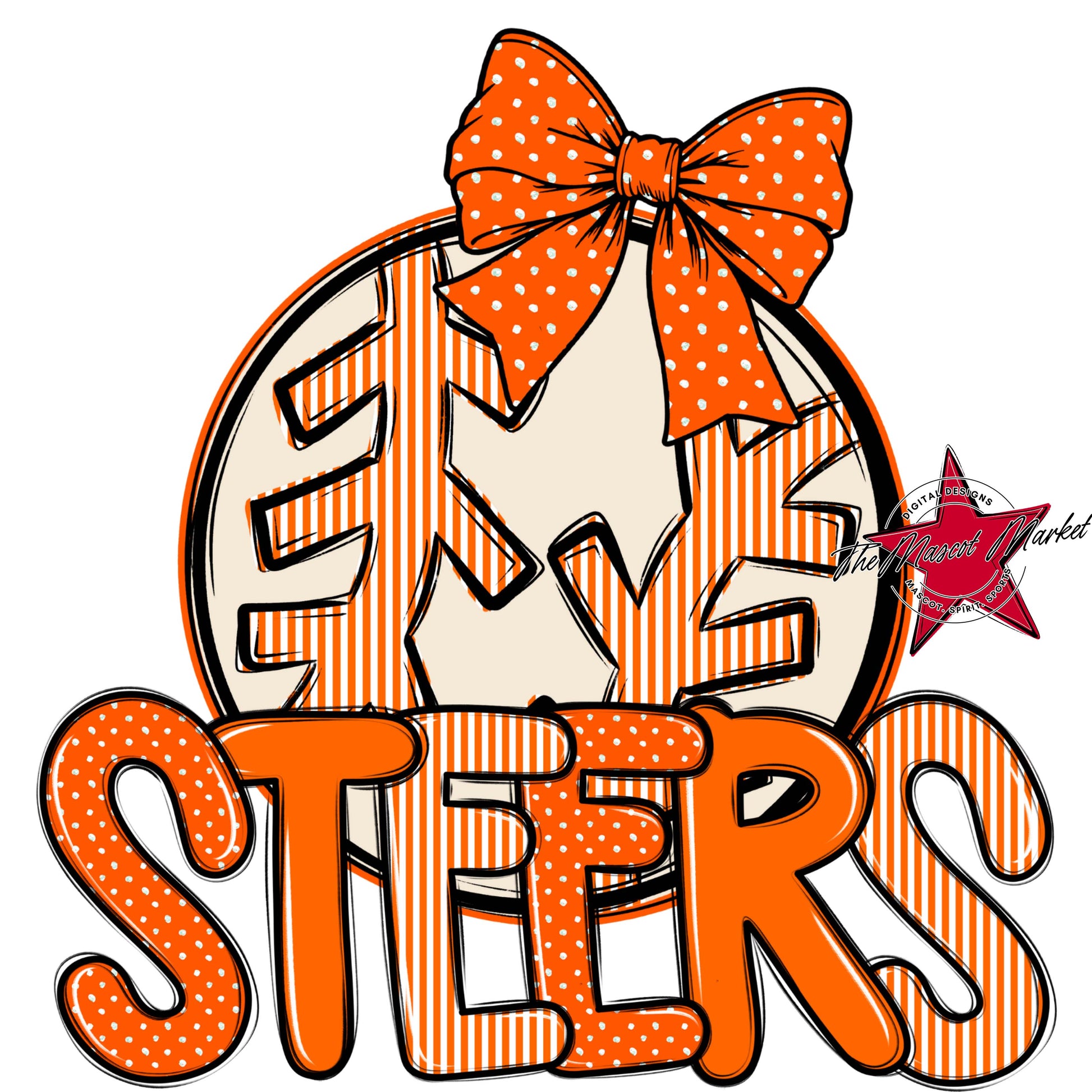 Steers Baseball-Softball Spirit Design-Orange