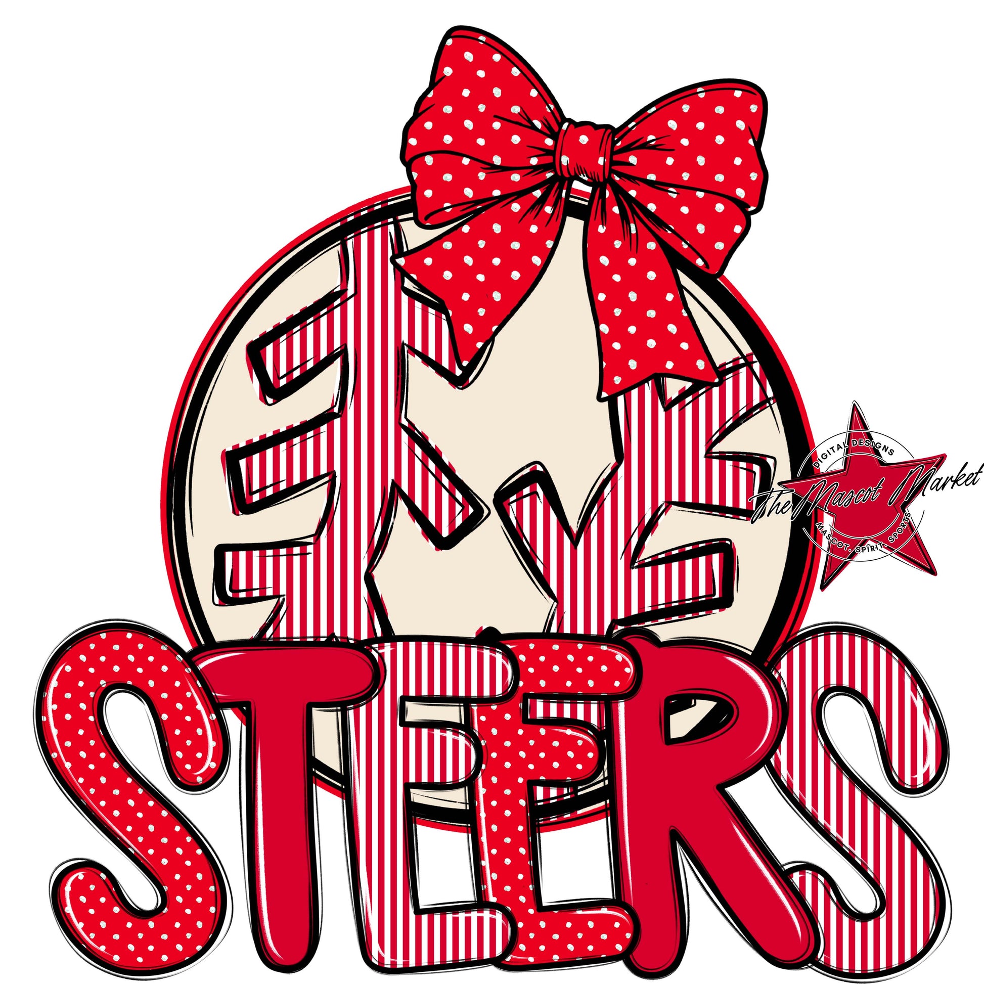 Steers Baseball-Softball Spirit Design-Red