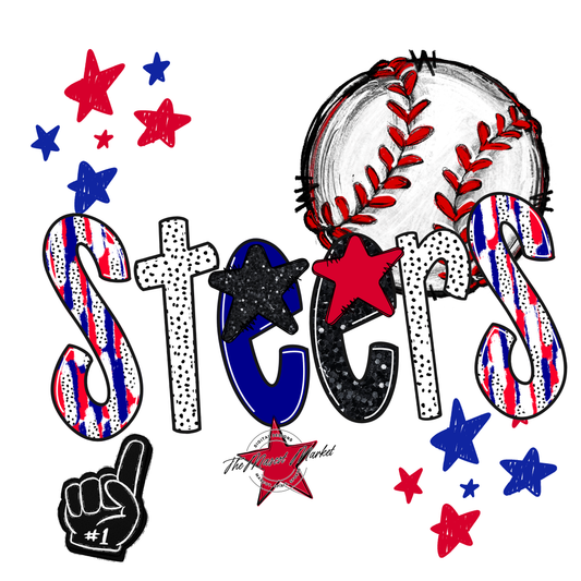 Steers Baseball Scrape-Blue-Red